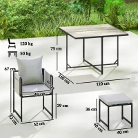 Outsunny Nine-Piece Steel Frame Garden Dining Set - Dark Grey(m-3)