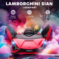 HOMCOM kindervoertuig 2 rijmodi Lamborghini SIAN SUV auto speelgoed elektrische auto met afstandsbediening extra brede banden muziek (MP3 / USB) licht 3–5 jaar PP metaal rood 108 x 62 x 40 cm(m-4)