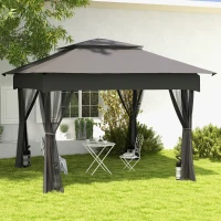 Outsunny Set 4 Pesi per Gazebo Riempibili con Sabbia fino a 12 kg, in Tessuto Oxford 168D, 20x10x43 cm, Nero e Grigio(m-2)