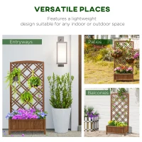Outsunny Garden Planter with Trellis, Wooden Raised Bed for Garden with Lattice Trellis for Vegetables, Herbs and Flowers, Brown(m-4)