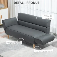 HOMCOM Canapele cu 2 locuri pentru camera de zi, canapea mica cu cotiera reglabila, gri(m-4)