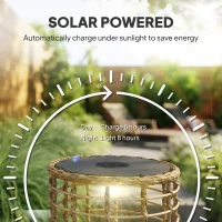 Outsunny Zestaw 2 Solarnych Lampionów Rattanowych z Czujnikiem Światła LED w Stylu Boho IP44(m-5)