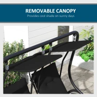 Outsunny Two-Seat Garden Swing Chair, with Protective Canopy - Black(m-7)