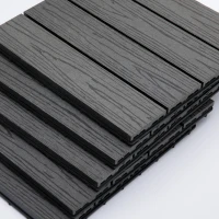 Outsunny WPC Interlocking Decking Tiles, Pack of 11 Interlocking Patio Paving Slabs, 30 x 30 x 2.2 cm, Grey(m-8)