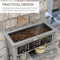 Outsunny Wooden Raised Garden Bed, Elevated Planter Box with Storage Shelf and Drainage Holes, Raised Planter with Legs, Grey(m-7)