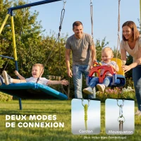 AIYAPLAY Balançoire portique pour enfant avec double balançoire cadre en acier, pour 3-8 ans, 260x160x178cm bleu(m-6)