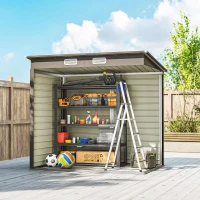 Outsunny 4 x 6ft Galvanised Metal Garden Shed, with Locking Door - Grey(m-8)