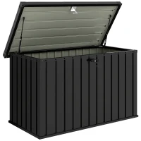 Outsunny 400L Galvanised Steel Garden Storage Box, Black(m-1)