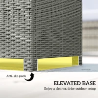 Outsunny Rattan Garden Coffee Table with Glass Top, Light Grey(m-6)