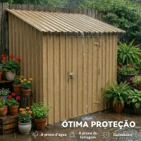 Outsunny Conjunto de 12 Painéis para Telhado de Aço Galvanizado 7 m² para Abrigo de Ferramentas Cobertura 129x45 cm Madeira(m-6)