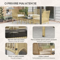 Outsunny Set de Exterior cu 2 Fotolii de Exterior, Canapea de Grădină și Măsuță de Cafea, 56x56x80 cm, Lemn Natural(m-6)