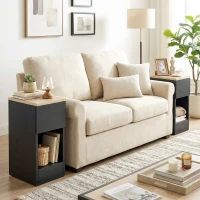 HOMCOM Set of Two Modern Storage Bedside Tables - Black(m-2)