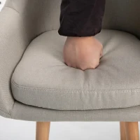 HOMCOM Set of 2 Bar Stools Modern Upholstered Seat Bar Chairs with Metal Frame, Solid Wood Legs Living Room Dining Room Fabric Furniture - Beige(m-10)