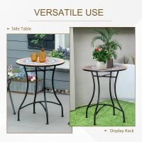 Outsunny Φ60cm Mosaic Outdoor Patio Table - Red(m-4)