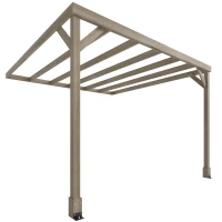 Outsunny Lean-To Wooden Pergola Kit, Decorative Garden Gazebo with Stable Structure and Concrete Anchors, 3 x 3 m, Light Brown(m-10)
