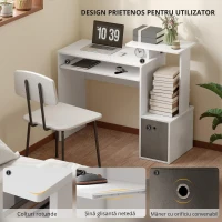 Homcom Birou Modern pentru PC – Cu Blat, Sertar & Suport Tastatura(m-5)