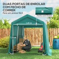 Outsunny Abrigo de Exterior para Ferramentas Bicicleta 2,4x2x2,02 m Abrigo de Armazenamento com 2 Portas  Anti-UV para Jardim Verde(m-5)
