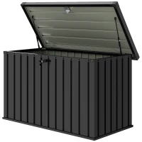 Outsunny 400L Galvanised Steel Garden Storage Box, Black(m-11)