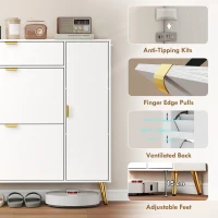 HOMCOM Dulap pentru pantofi 12 perechi, dulap pentru încălțăminte, 2 sertare basculante, 4 compartimente, 99,4x23,8x106,6cm, alb(m-5)