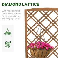 Outsunny Garden Planter with Trellis, Wooden Raised Bed for Garden with Lattice Trellis for Vegetables, Herbs and Flowers, Brown(m-5)