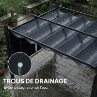 Outsunny Pergola en Aluminium Tonnelle de Jardin Stores Automatiques Coulissante Rétractable UV50+ 3x4 m Gris Anthracite(m-8)