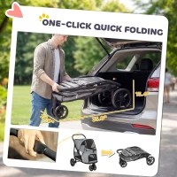 PawHut Opvouwbare hondenwagen hondenbuggy met wasbaar kussen, gaasramen, 3 wielen, voor middelgrote honden tot 20 kg, Grijs(m-4)