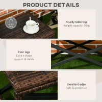 Outsunny PE Rattan Garden Side Table, Outdoor Coffee Table with X-Shape Frame, Mixed Brown(m-6)