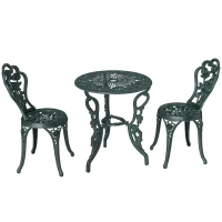 Outsunny 3-delige bistroset Balkonset tuinmeubelen balkon gegoten aluminium antiek groen(m-12)