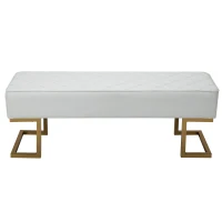 HOMCOM Bank voor slaapkamer bedbank woonkamer kunstleer metaal wit(m-11)