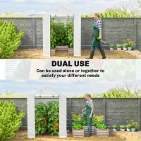 Outsunny Small Greenhouse with Raised Garden Bed, Galvanised Walk-in Greenhouse with Roll Up Windows, 141 x 141 x 190 cm, White(m-4)