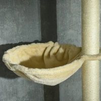 PawHut IE Located Floor to Ceiling Cat Tree, Adjustable Height, Cat Climbing Tower with Carpeted Platforms, Cozy Bed, Hammock, Scratching Posts, Toy Balls, Activity Center for Kittens, Beige(m-8)