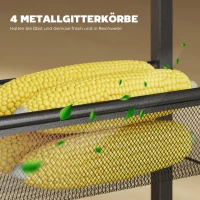 HOMCOM Küchenwagen Servierwagen mit 5 Ebenen, Rollwagen Küchenregal mit Arbeitsplatte, Rollen Griff 47 x 13 x 96,5 cm, Schwarz(m-5)