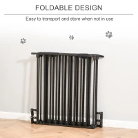 PawHut Pet Safety Gate 5-Panel Playpen Fireplace Christmas Tree Metal Fence Stair Barrier Room Divider with Walk Through Door Black(m-5)