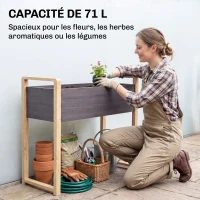 Outsunny Carré Potager avec pieds Lit de Jardin Surélevé 4 trous de drainage et Tissu non tissé,  98 x 37 x 90 cm, gris(m-4)