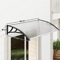 Outsunny Marquesina para Puertas y Ventanas 110x60 cm con Paneles de Policarbonato Barras de Aluminio Transparente(m-3)