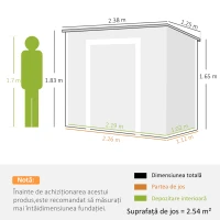Outsunny Căsuță de Grădină din Rășină cu Podea, 2 Uși Blocabile, Fereastră, 2,4 x 1,3 m, Gri(m-3)
