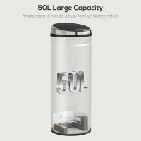 HOMCOM 50L Stainless Steel Sensor Bin - Silver Tone(m-7)