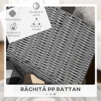 HOMCOM Set de 3 cosuri din rachita PP cu capac, containere dreptunghiulare de diferite dimensiuni, gri(m-4)