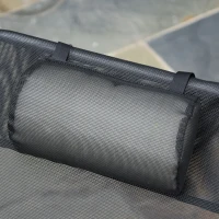 Outsunny Outdoor Foldable Sun Lounger, Garden 6 Level Adjustable Backrest Recliner Sun Lounger Chair with Headrest Pillow, Black(m-9)