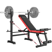 SPORTNOW Adjustable Weight Bench with Squat Rack and Dip Stand(m-10)