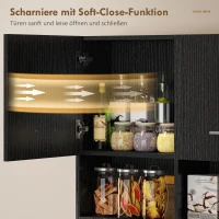 HOMCOM Küchenschrank, Buffet mit Schublade, Soft-Close Türen, 80 x 35 x 180 cm, Schwarz(m-6)