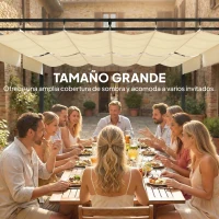 Outsunny Pérgola de Jardín 6x3 m con Techo Retráctil Protección UPF50+ Drenaje Cenador de Jardín para Patio Exterior Crema(m-4)