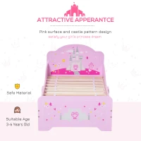 HOMCOM Kids Bed Princess Castle Theme w/ Side Rails Slats Home Furniture for 3 - 6 Yrs Pink 143 x 73 x 60 cm(m-4)
