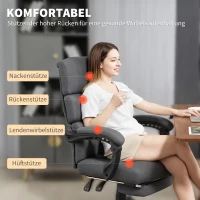 HOMCOM Gepolsterter Bürostuhl mit Samt-Optik, höhenverstellbar, rollbar, Grau(m-4)