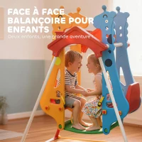 AIYAPLAY Balançoire pour Enfants, Portique Balançoire Enfants 3-5 Ans avec Double Siège Face à Face, 114x94x134,5cm, Multicolore(m-4)