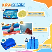 Outsunny Kids Rainbow Bouncy Castle & Pool House Inflatable Trampoline w/ Blower Pump(m-7)