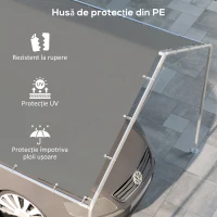 Outsunny Acoperiș de Carport 10 x 20ft, Prelată Rezistentă la UV cu Corzi Elastice, Gri Închis(m-6)
