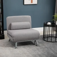 HOMCOM Adjustable Back Futon Sofa Chair - Grey(m-2)