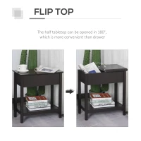 HOMCOM End Table, Narrow Side Table with Flip Top , Shelf, Dark Coffee(m-5)
