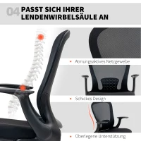 HOMCOM Bürostuhl Höhenverstellbar Schreibtischstuhl mit verstellbarer Fußring, Lendenwirbelstütze, 62 x 59 x 119 cm, Schwarz(m-7)